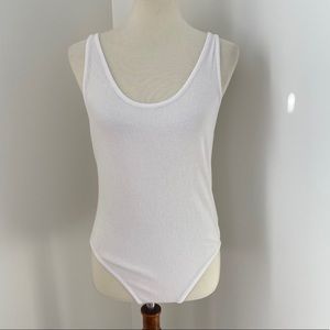 NWOT Free People White Ribbed Low Back Bodysuit